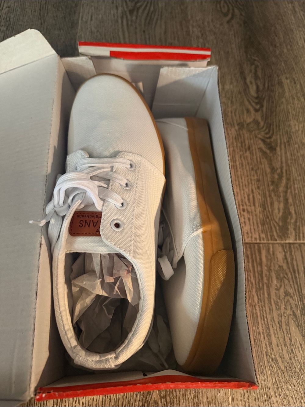 No brand women’s White Canvas Low-Top Sneakers with Gum Sole Accent